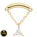 Trinity Dangle Chain – Hidden Helix Piercing in 14K Gold