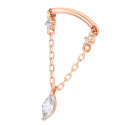 Marquise Drop Chain – Hidden Helix Piercing in 14K Rose Gold with 18K Back Post (18G Threadless)