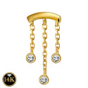 Triple Drop Chain – Hidden Helix Piercing in 14K Gold with 18K Back Post (18G Threadless)