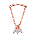 Triple Marquise Drop Chain – Hidden Helix Piercing in 14K Rose Gold with Threadless 18G Back Post