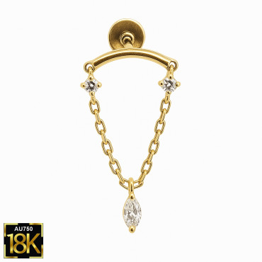 18K Yellow Gold Hidden Helix Piercing with Certified Lab-Grown Diamonds