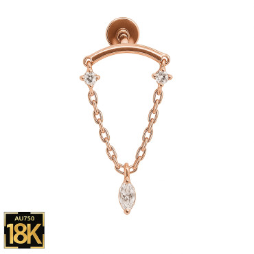 18K Rose Gold Hidden Helix Piercing with Certified Lab-Grown Diamonds