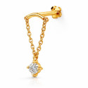 18K Yellow Gold Hidden Helix Chain Stud with Natural Diamond