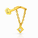 18K Yellow Gold Hidden Helix Chain Stud with Natural Diamond