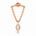 18K Rose Gold Hidden Helix Chain Stud with 4 mm Marquise Natural Diamond