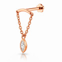 18K Rose Gold Hidden Helix Chain Stud with 4 mm Marquise Natural Diamond