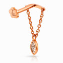 18K Rose Gold Hidden Helix Chain Stud with 4 mm Marquise Natural Diamond