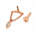 18K Rose Gold Hidden Helix Chain Stud with 4 mm Marquise Natural Diamond