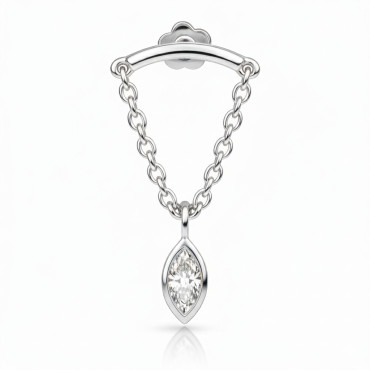 18K White Gold Marquise Diamond Hidden Helix Piercing