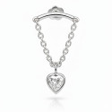 18K White Gold Hidden Helix Chain Stud with Heart-Shape Moissanite