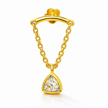 18K Yellow Gold Trillion Moissanite Hidden Helix Piercing