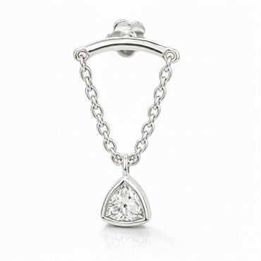 18K White Gold Trillion Moissanite Hidden Helix Piercing