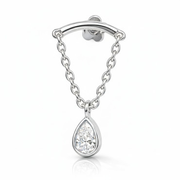 18K White Gold Hidden Helix Pear-Shaped Lab Diamond
