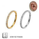 Titanium 16G (1.2MM) Hinged Lock Crystal Studded Piercing Hoop