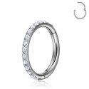 Titanium 16G (1.2MM) Hinged Lock Pearl Studded Piercing Hoop