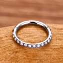 Titanium 16G (1.2MM) Hinged Lock Pearl Studded Piercing Hoop