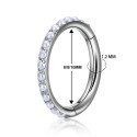 Titanium 16G (1.2MM) Hinged Lock Pearl Studded Piercing Hoop