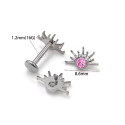 Natural Titanium 16G (1.2MM) Internally Threaded Sun Piercing Stud