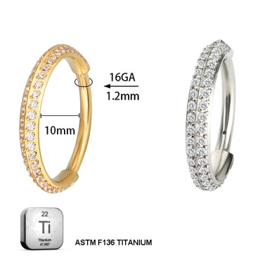 Classic Paved Hinged Lock Hoop – ASTM F136 Titanium (16G)