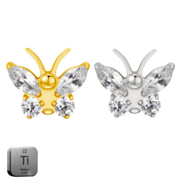 Titanium 16G (1.2MM) Internally Threaded Butterfly Labret Stud