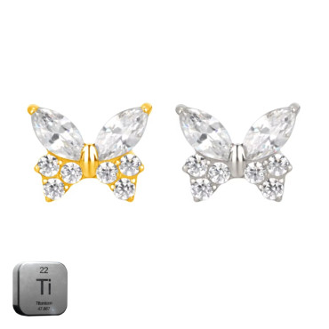Titanium 16G (1.2MM) Internally Threaded Butterfly Labret Stud