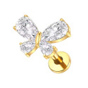 Titanium 16G (1.2MM) Internally Threaded Butterfly Labret Stud