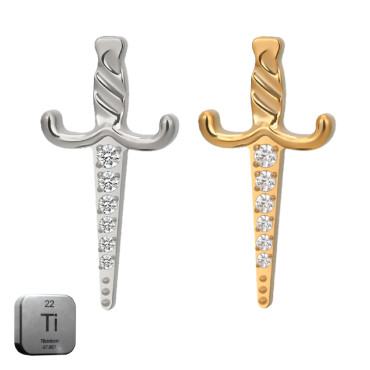 Titanium 16G (1.2mm) Internally Threaded Sword Shape Stud