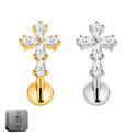 Titanium 16G (1.2mm) Internally Threaded Cross Shape Stud