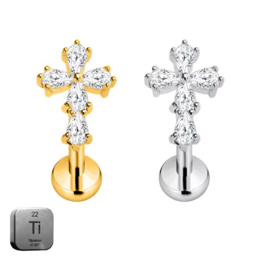 Titanium 16G (1.2mm) Internally Threaded Cross Shape Stud