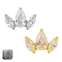 Titanium 3 Petal Lotus 16G (1.2MM) Internally Threaded Helix Ear Piercing Jewelry
