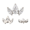 Titanium 3 Petal Lotus 16G (1.2MM) Internally Threaded Helix Ear Piercing Jewelry