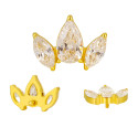 Titanium 3 Petal Lotus 16G (1.2MM) Internally Threaded Helix Ear Piercing Jewelry