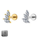 Titanium Curved Marquise 16G (1.2MM) Internally Threaded Labret Stud