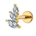 Titanium Curved Marquise 16G (1.2MM) Internally Threaded Labret Stud