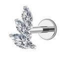Titanium Curved Marquise 16G (1.2MM) Internally Threaded Labret Stud