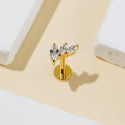 Titanium Curved Marquise 16G (1.2MM) Internally Threaded Labret Stud