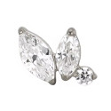 Titanium Curved Marquise 16G (1.2MM) Internally Threaded Labret Stud