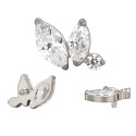 Titanium Curved Marquise 16G (1.2MM) Internally Threaded Labret Stud