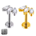 Titanium 3CZ Curved 16G (1.2MM) Internally Threaded Labret Stud