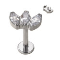 Titanium 3CZ Curved 16G (1.2MM) Internally Threaded Labret Stud