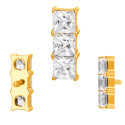 Titanium Square Crystal16G (1.2MM) Internally Threaded Ear Piercing Jewelry