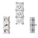 Titanium Square Crystal16G (1.2MM) Internally Threaded Ear Piercing Jewelry