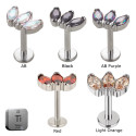 Natural Titanium 3CZ Curved 16G (1.2MM) Internally Threaded Labret Stud