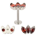 Natural Titanium 3CZ Curved 16G (1.2MM) Internally Threaded Labret Stud