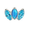 Natural Titanium 3CZ Opal Curved 16G (1.2MM) Internally Threaded Labret Stud