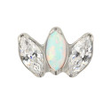 Natural Titanium 3CZ Opal Curved 16G (1.2MM) Internally Threaded Labret Stud