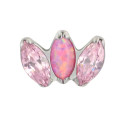 Natural Titanium 3CZ Opal Curved 16G (1.2MM) Internally Threaded Labret Stud