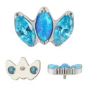 Natural Titanium 3CZ Opal Curved 16G (1.2MM) Internally Threaded Labret Stud