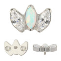 Natural Titanium 3CZ Opal Curved 16G (1.2MM) Internally Threaded Labret Stud