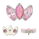 Natural Titanium 3CZ Opal Curved 16G (1.2MM) Internally Threaded Labret Stud